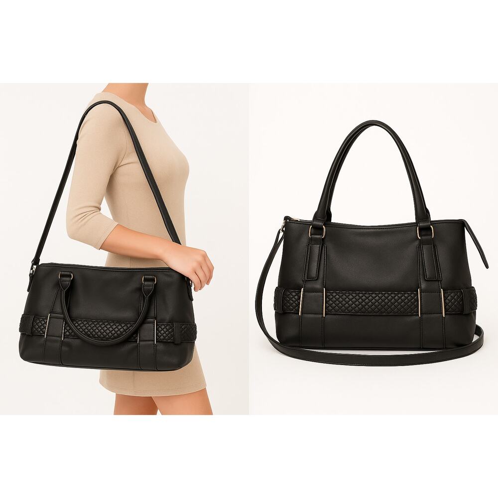 MG Collection Dark Gray Faux Leather Handbag 15x8x7